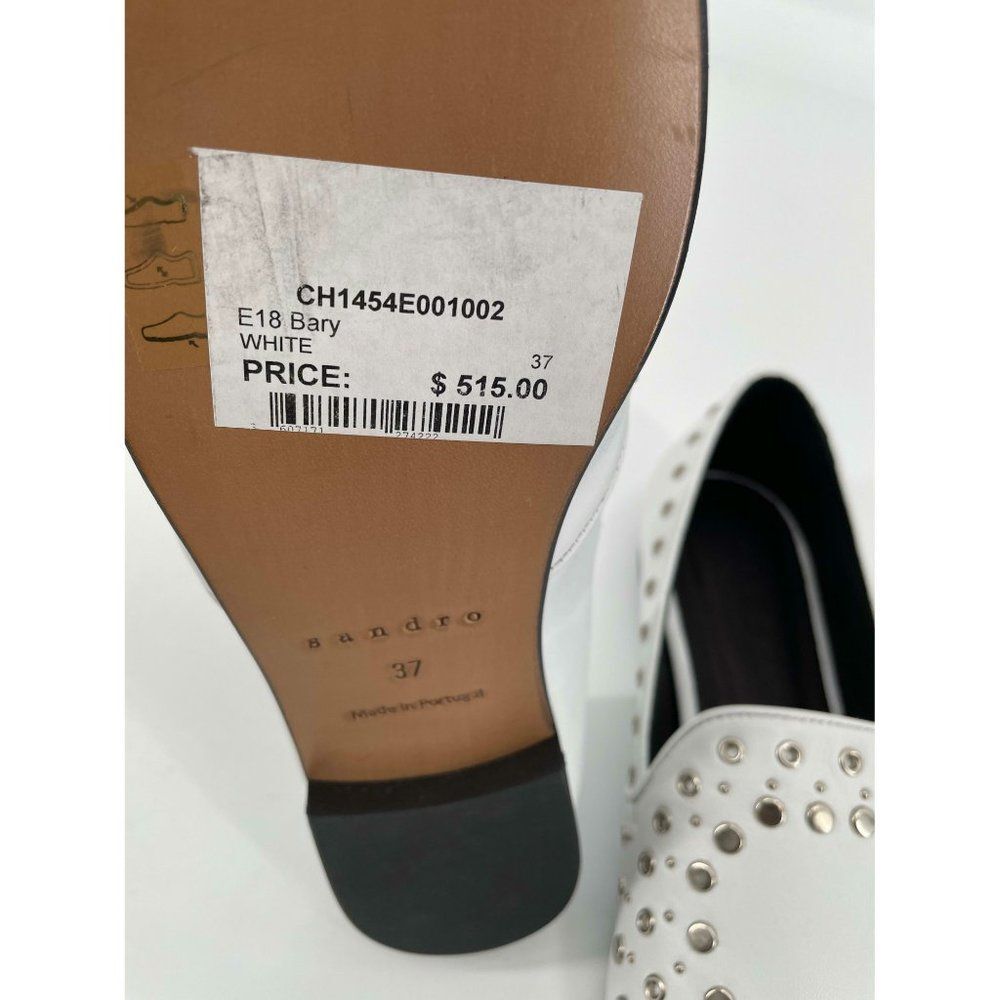 NEW Sandro Bary Studded Leather Loafers white 8 white - Picture 7 of 14